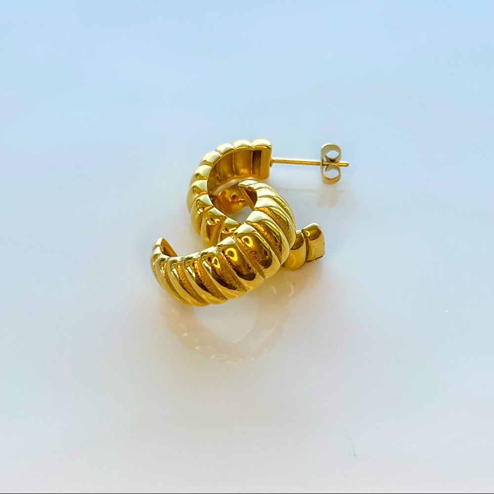 Gold Linear Hoop Style Earrings